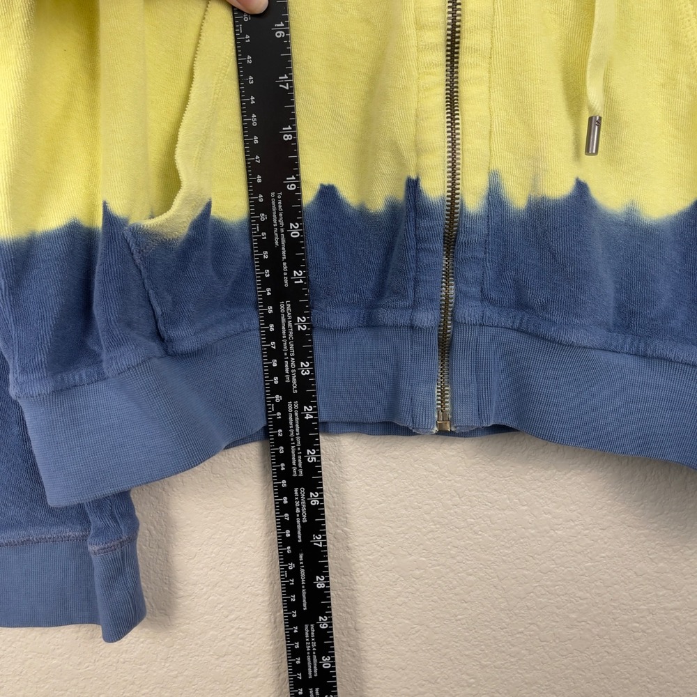 ATM Anthony Thomas Melillo Zip Hoodie Dip-Dyed French Terry Large Blue Yellow - Picture 8 of 9